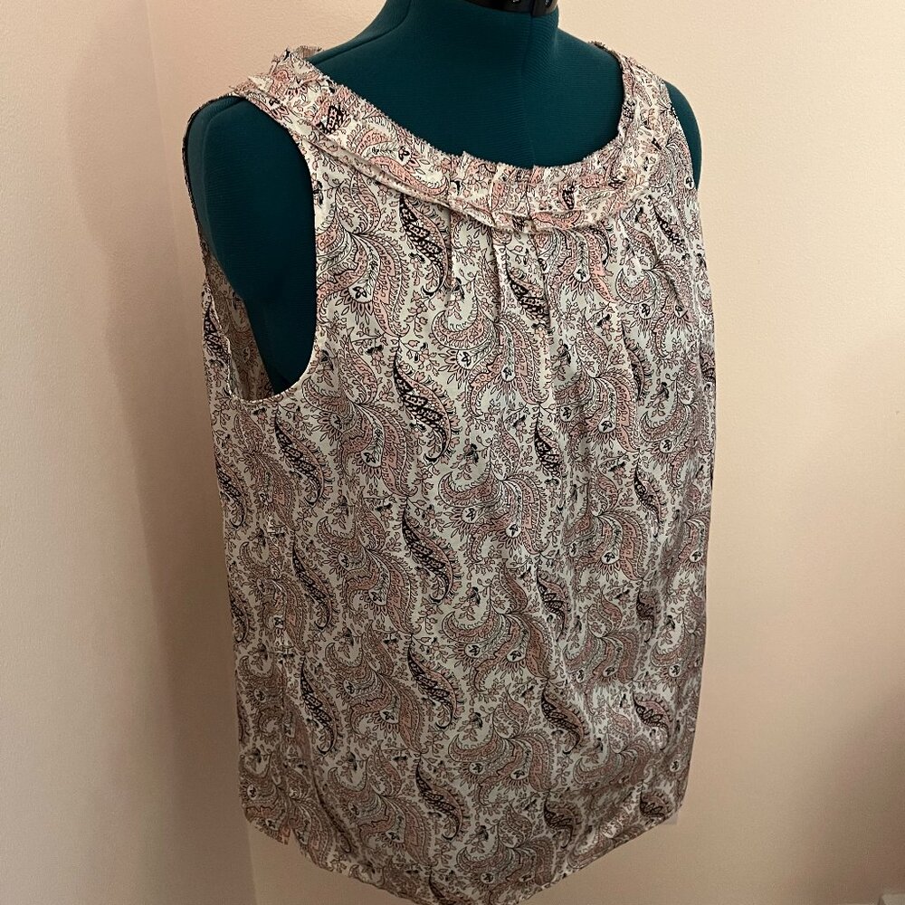 NWT Talbots Pink Paisley Print Cotton-Silk Sleeveless Blouse